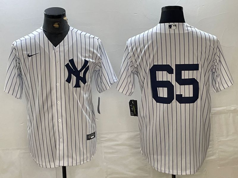 Men New York Yankees 65 No Name White Strip Game 2024 Nike MLB Jersey